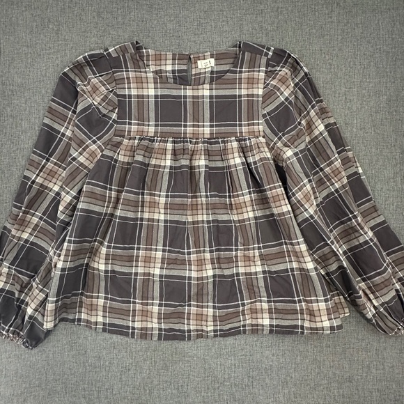 Brand New!  a.n.a a new approach Peplum Blouse XXL Babydoll Style Brown Tan Gray - Picture 1 of 14